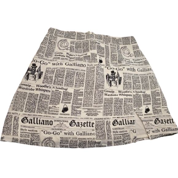 Galliano Gazette Go-Go Newsprint Mini Skirt – New Size Small - Picture 2 of 6